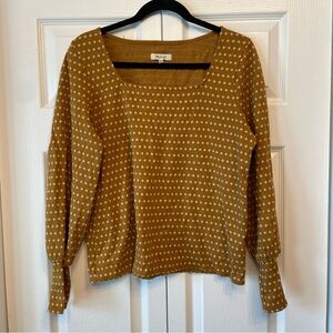 Madewell Mustard Long Sleeve Patterned Blouse
